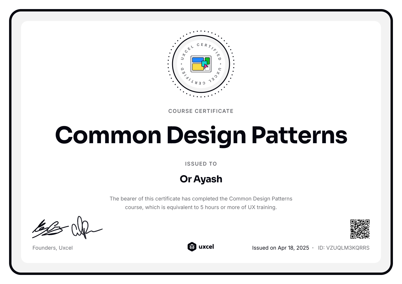 Or Ayash's certificate